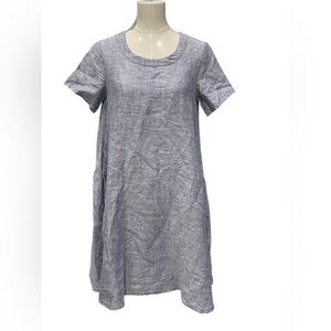 YUVITA Linen Oversize Short Sleeve Lagenlook A-Line Tunic Top S